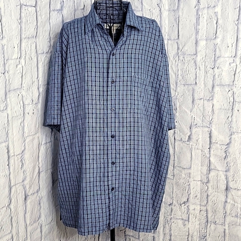 PRONTO UOMO Blue Plaid Men's Button Up Shirt Size 2X‎